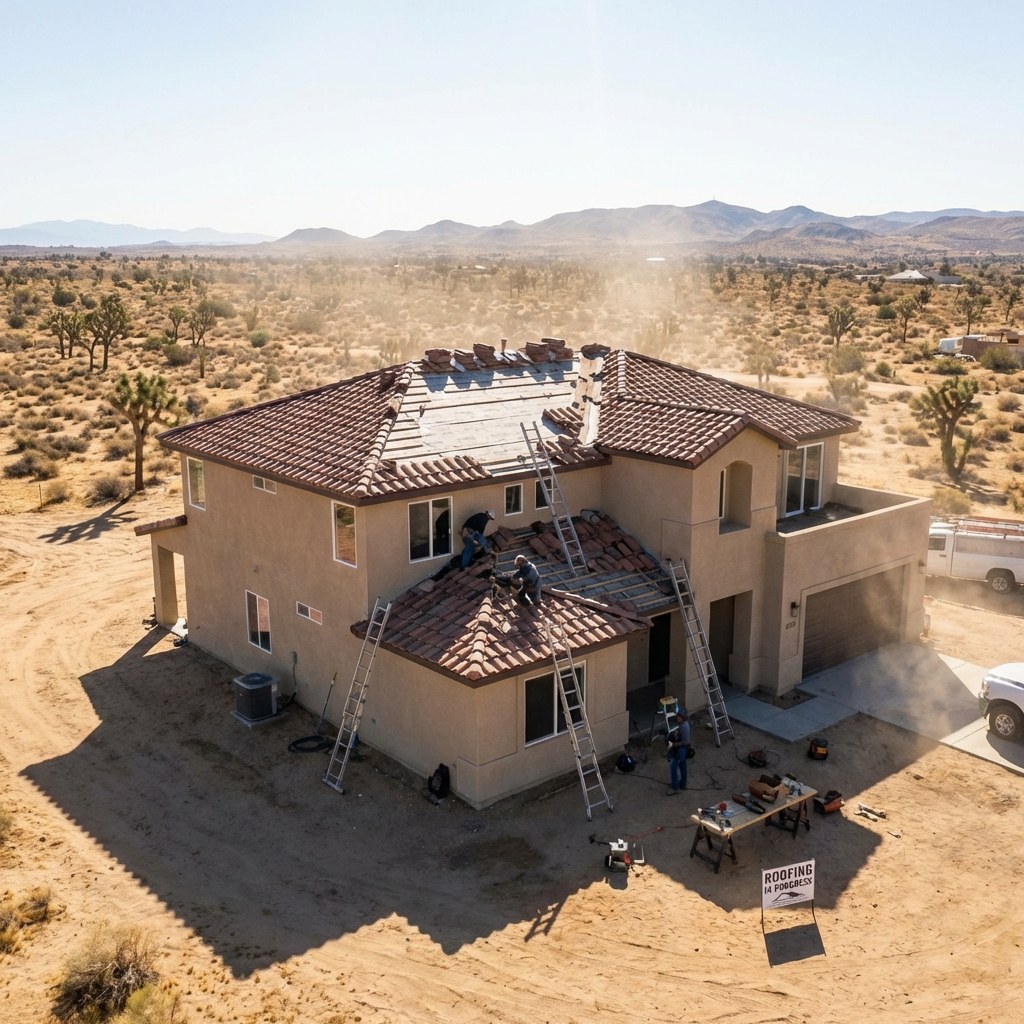 Residential roof replacement project in Palmdale, California