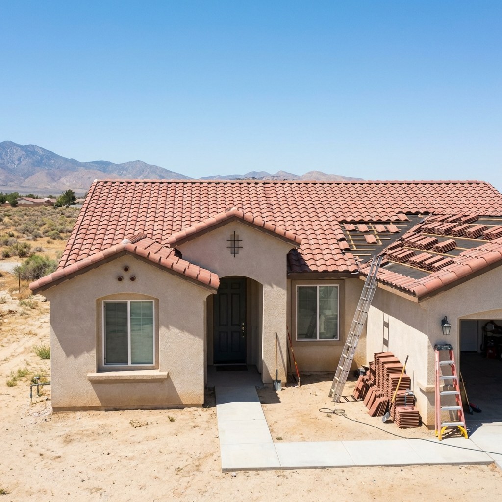 Roof inspection on a residential home in Palmdale, California