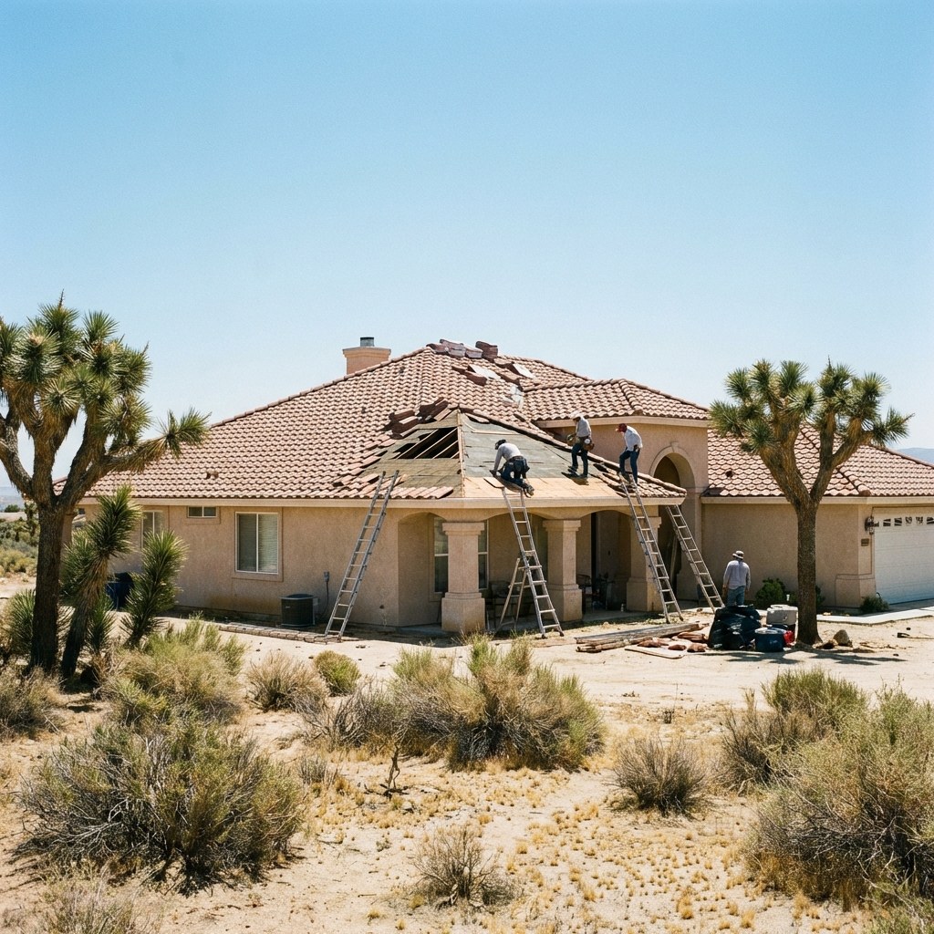 Tile roof repair project in Palmdale, California